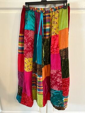 f.l. malik Yellow Floral Patchwork Skirt